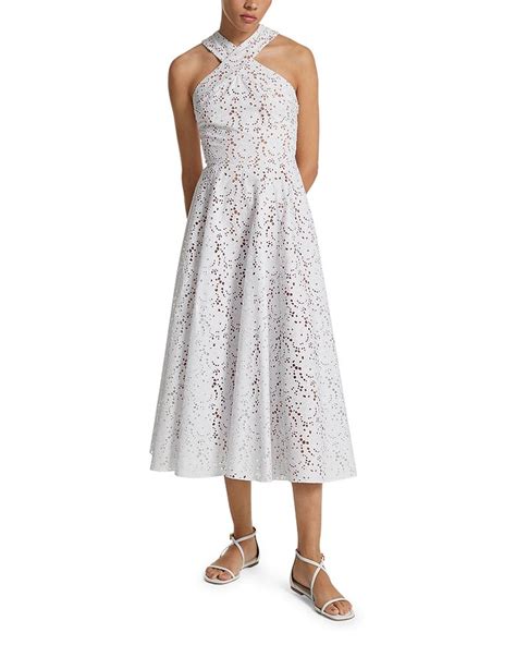 Michael Kors Collection Eyelet Crossover Midi Dress